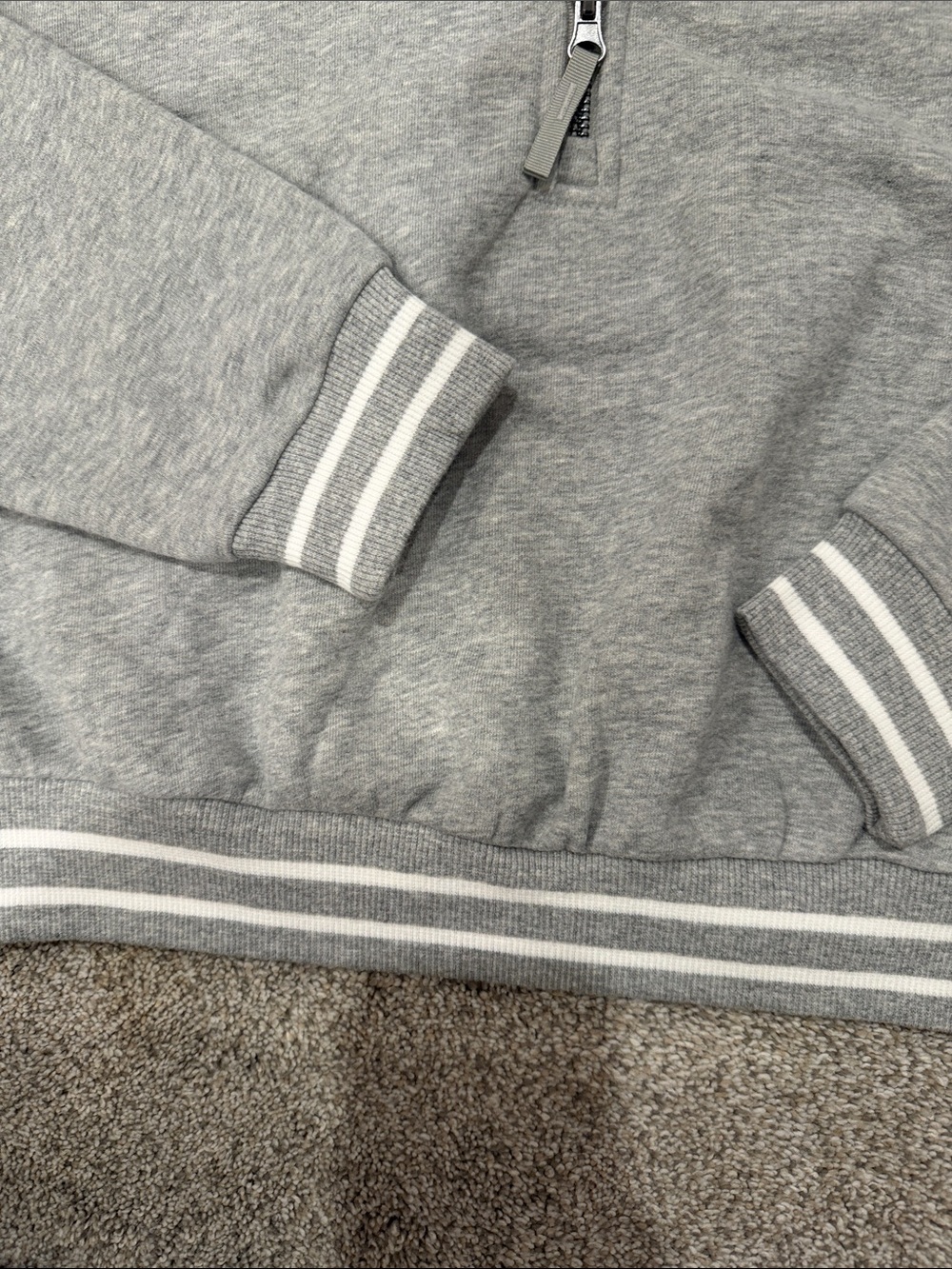 JoyLab Grey Half-Zip Pullover with Stripe Trim - Picture 3 of 3